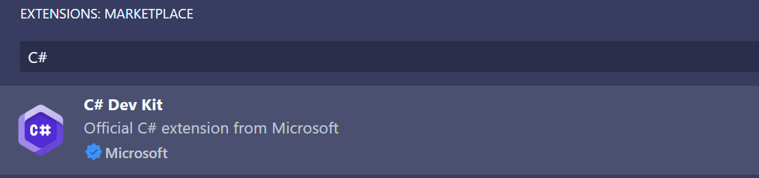 Figure 2-1: The C# Dev Kit Extension listed in Visual Studio Code