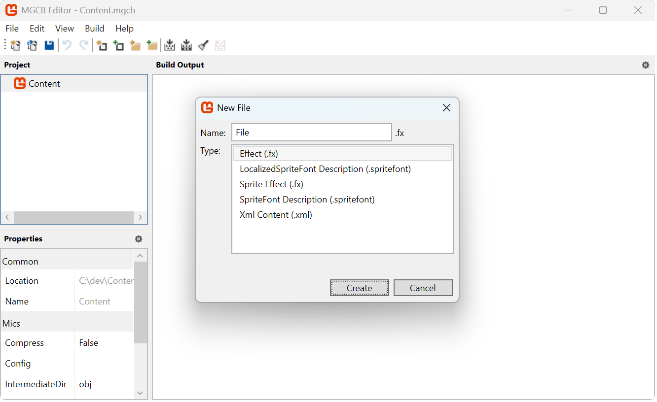 Figure 5-9: New file pop-up