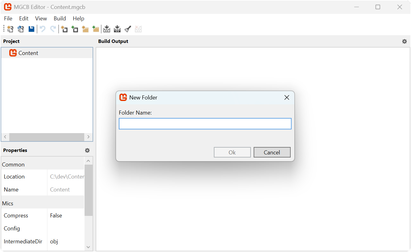 Figure 5-3: New folder pop-up